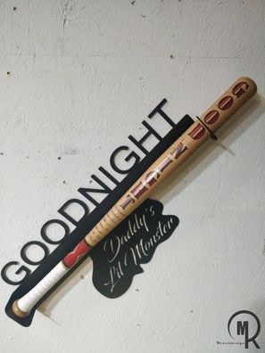 Harley Quinn Goodnight Baseballschläger-Wandhalter Alu schwarz, ohne Schläger