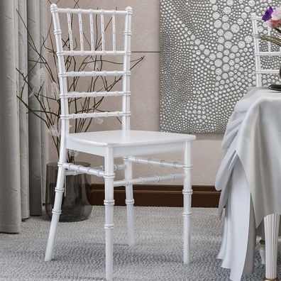 8er-Set Luciana | Hochzeitsstuhl | Weiß | Kunststoff | Stapelbar | Chiavari Stuhl, C