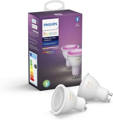 Philips Hue White & Color Ambiance GU10 LED Lampe Doppelpack, dimmbar