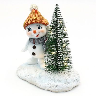 Lustige Schneekinder Weihnachtsbaum LED Schneemann Schneemänner Polyresin-Figur