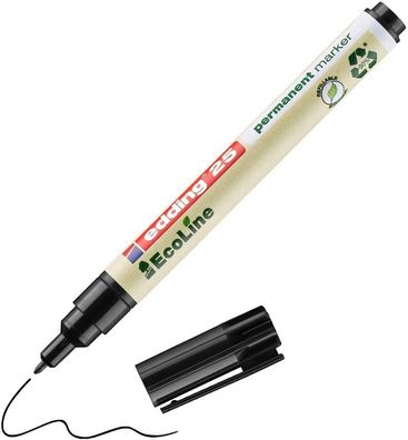 edding 25 EcoLine permanent marker - black - 1 pen - round nib 1 mm - waterproof, ...