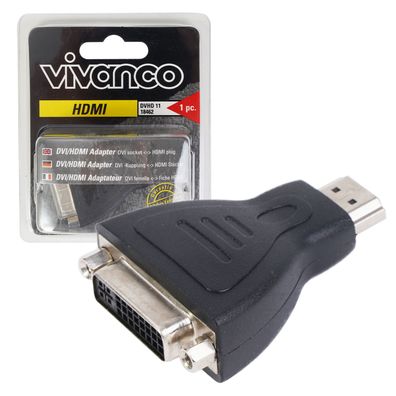 Vivanco DVI auf HDMI Adapter DVII Buchse Dual Link zu HDMIStecker Monitor TV