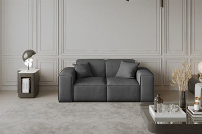 Sofa Designersofa CELES 2-Sitzer in Stoff Scala Grau