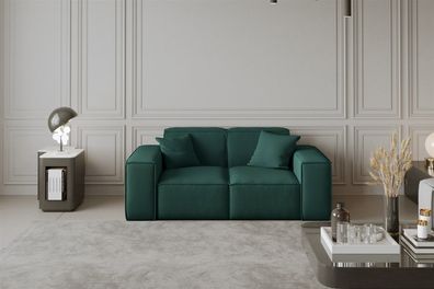 Sofa Designersofa CELES 2-Sitzer in Stoff Opera Velvet Opalgrün