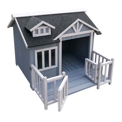 Wiltec Luxus XL Hundehaus 93,5x77,5x65cm Veranda Hundehütte Outdoor Balkon Hund