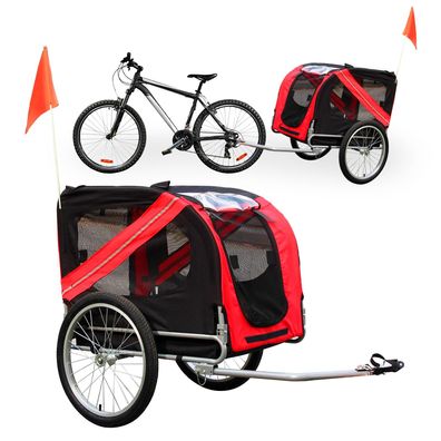 Hund Fahrradanhänger Hundeanhänger Anhänger schwarz rot Hundetransporter Fahrrad