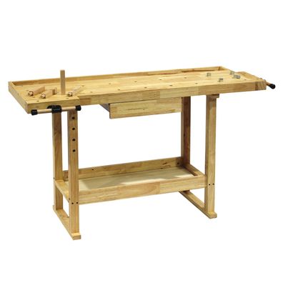 Wiltec Werkbank 151x61,5x86cm aus Holz Werktisch 150kg Arbeitstisch Hobelbank
