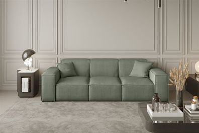 Sofa Designersofa CELES 3-Sitzer in Stoff Scala Olivgrün