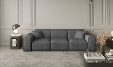 Sofa Designersofa CELES 3-Sitzer in Stoff Scala Grau