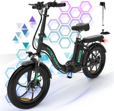 E-Bike Fat Reifen 20", Elektrofahrrad Mit 48V 10Ah Batterie, E-Bike für Herren Damen