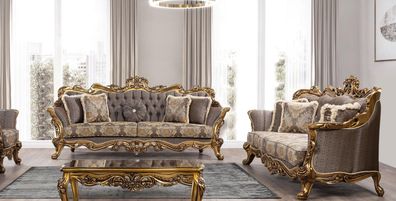 Garnitur Sofagarnitur 3 + 3 Sitzer Sofa Sofas Barock Set Luxus Barock Wohnzimmer