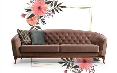 Luxus Sofa Design Dreisitzer Moderne Couch Blau Couchen Möbel Polster Loft Neu