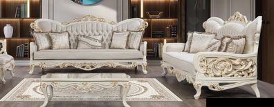 Sofagarnitur 3 + 3 Sitzer Barock Sofas Luxus Set Garnitur Wohnzimmer Rokoko Möbel