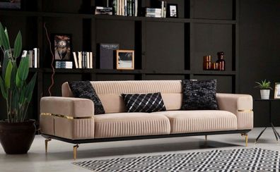 Luxus Sofa Design Dreisitzer Moderne Couch Beige Couchen Möbel Polster Loft Neu