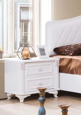 Weißer Nachttisch luxriöses kompaktes Design Schlafzimmermöbel