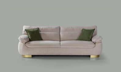 Sofagarnitur 3 + 3 + 1 Sitzer Sofa grau Couch Polster Garnitur Couchen Stoff Möbel