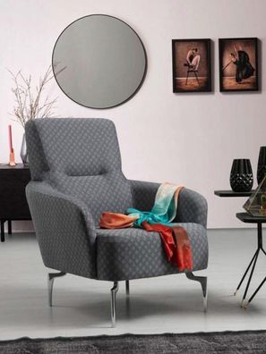 Sessel Einsitzer Luxus 1 Sitzer Polster Sitz Designer Textil Sitz Stoff Modern