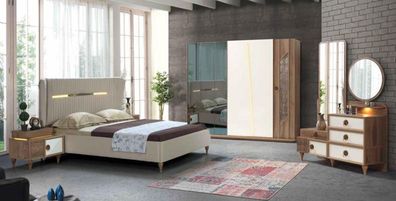 Design Schlafzimmer 5tlg. Set Bett Nachttische Kommode Kleiderschrank Komplett