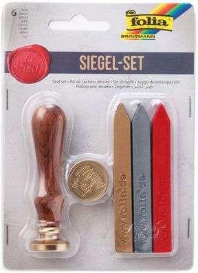 folia 31019 - Siegel Set mit zwei Siegelmotiven, einem Holzgriff und Siegelwachs ...