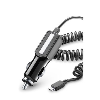 Cellularline 10W 2A Micro USB KFZ Ladegerät Set Zigarettenanzünder Spiralkabel