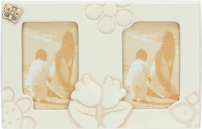 Thun Doppelter Fotorahmen mit Blumen und Schmetterling aus Keramik Elegance C2969H90