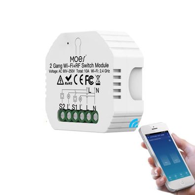2-Wege-WLAN-Smart-Licht, Schalter-Unterbrecher-Modul-App mit Fernbedienung