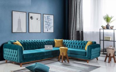 Ecksofa L-form Textil Luxus Sofa Wohnlandschaft Polster Couch Couchen Möbel Neu
