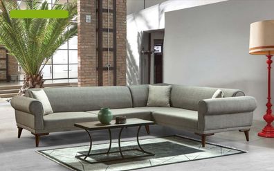 Ecksofa L-Form Couch Polsterung Luxus Wohnzimmer Soft Style Couchen Sofa Grau