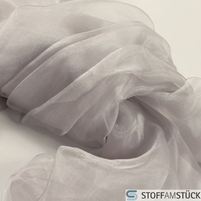 2 Meter Stoff Polyester Organza silber transparent leicht