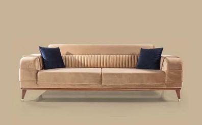 Sofa 3 Sitzer Farbe Beige Wohnzimmer Design Stil Möbel Moderne Sofas Neu Holz