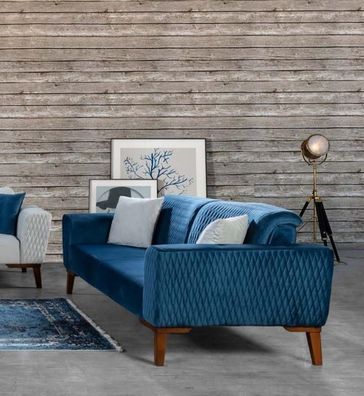 Babyblau Dreisitzer Couch Couchen Sofa Elegante Sitzmöbel Sofa Wohnzimmer Samt