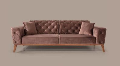 Braune Chesterfield Samt Couch Wohnzimmer Couchen Sofa Elegante Sitzmöbel Sofa