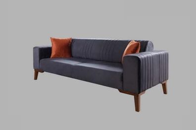 Grau Dreisitzer Couch Couchen Sofa Elegante Sitzmöbel Sofa Wohnzimmer Neu Samt