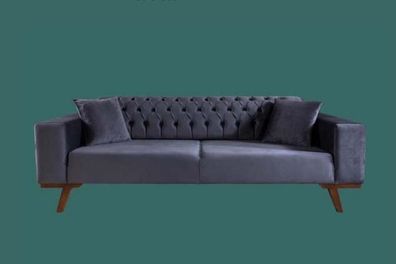 Sofa Design Dreisitzer Moderne Couch grau Couchen Möbel Polster Neu Holz Sofas