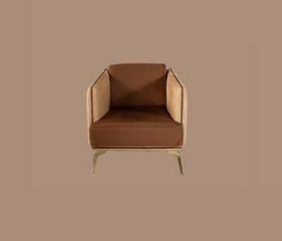 Sessel Einsitzer 1 Sitzer Polster Sitz Textil Sitz Stoff Modern braune Lehnstuhl