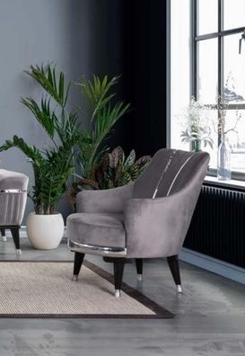 Sessel Stoff Wohnzimmer Textil Möbel Farbe Grau Einsitzer Sitzer Sofas Sitz neu