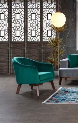 Sessel Luxus Polster Möbel Wohnzimmer Einsitzer Sessel Textil neu grüne Farbe