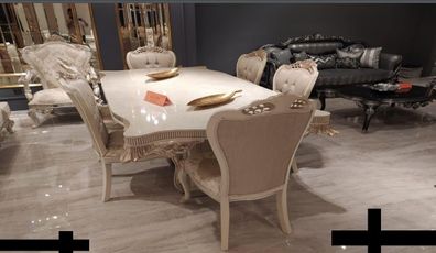 Luxus Esszimmer Esstisch Stuhl Ess Gruppe Garnitur Set Holz Tisch Tische Stuhle