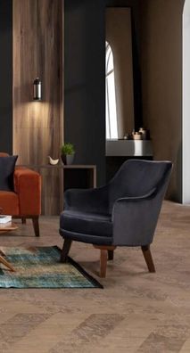 Wohnzimmer 1 Sitz Sessel Stoff Polyester Stil Modernes Design Neu Farbe Grau
