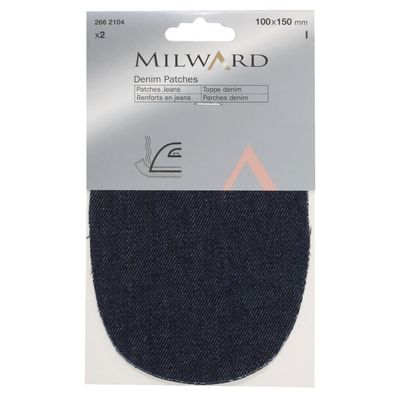 Milward 2662104 Jeans Patches, 2er, Dunkelblau Denim Flicken