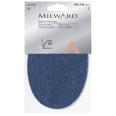 Milward 2662103 Jeans Patches, 2er, Mittelblau Denim Flicken