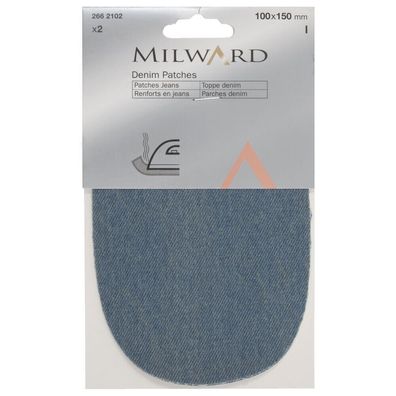 Milward 2662102 Jeans Patches, 2er, Hellblau Denim Flicken