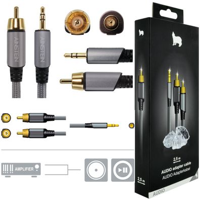 Schwaiger Premium Cinch zu AUX Kabel 3,5mm Klinke Audio 2x Chinch RCA 24kt 2,5m