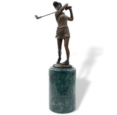 Bronzeskulptur Golf Golfspielerin Golferin Bronze Skulptur Figur Pokal Tunier