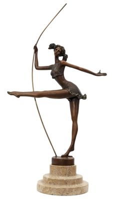 Bronzeskulptur Tänzerin Ballerina im Antik-Stil Bronze Figur Statue - 37,5cm (H)