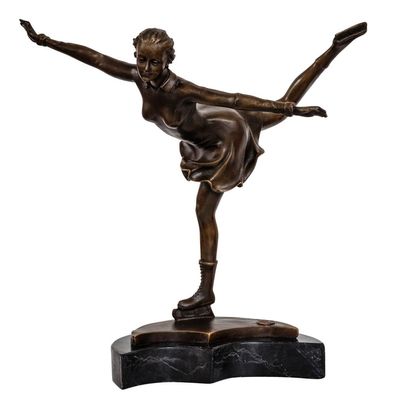 Bronzeskulptur Eiskunstlauf Schlittschuhe Antik-Stil Bronze Figur Statue 30,7cm