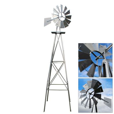 XPOtool Windrad mit 245cm Höhe Windmühle Windspiel Gartendeko Rankhilfe Rankturm