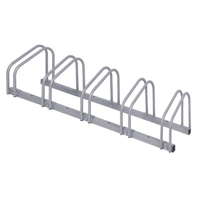 Wiltec Fahrradständer 5 Räder 1305x320x265mm pulverbeschichtet grau Fahrrad