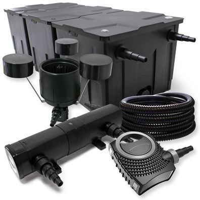 Filter Set Bio Teichfilter 90000l 36W UVC Klärer Pumpe 25m Schlauch Skimmer 106