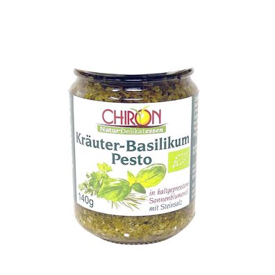 CHIRON Naturdelikatessen Bio Kräuter-Basilikum Pesto kbA 140 g Glas